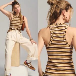 Anthropologie Pilcro Striped Sleeveless Racerback Knit Tank Top